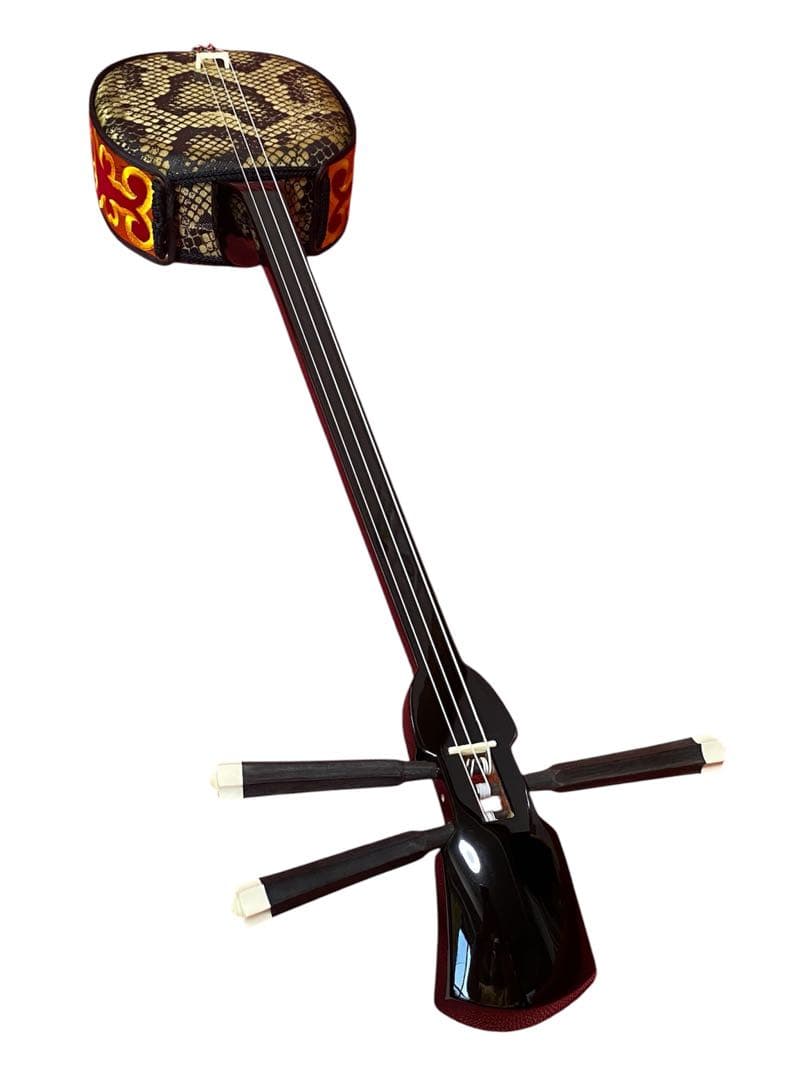 沖縄三線 本体 人工皮革 ヘビ革模様