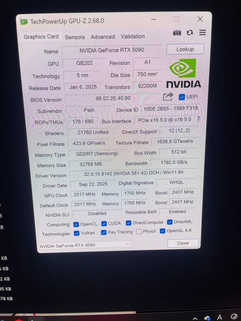 Palit GeForce RTX 5090 32GB ROP欠損無し