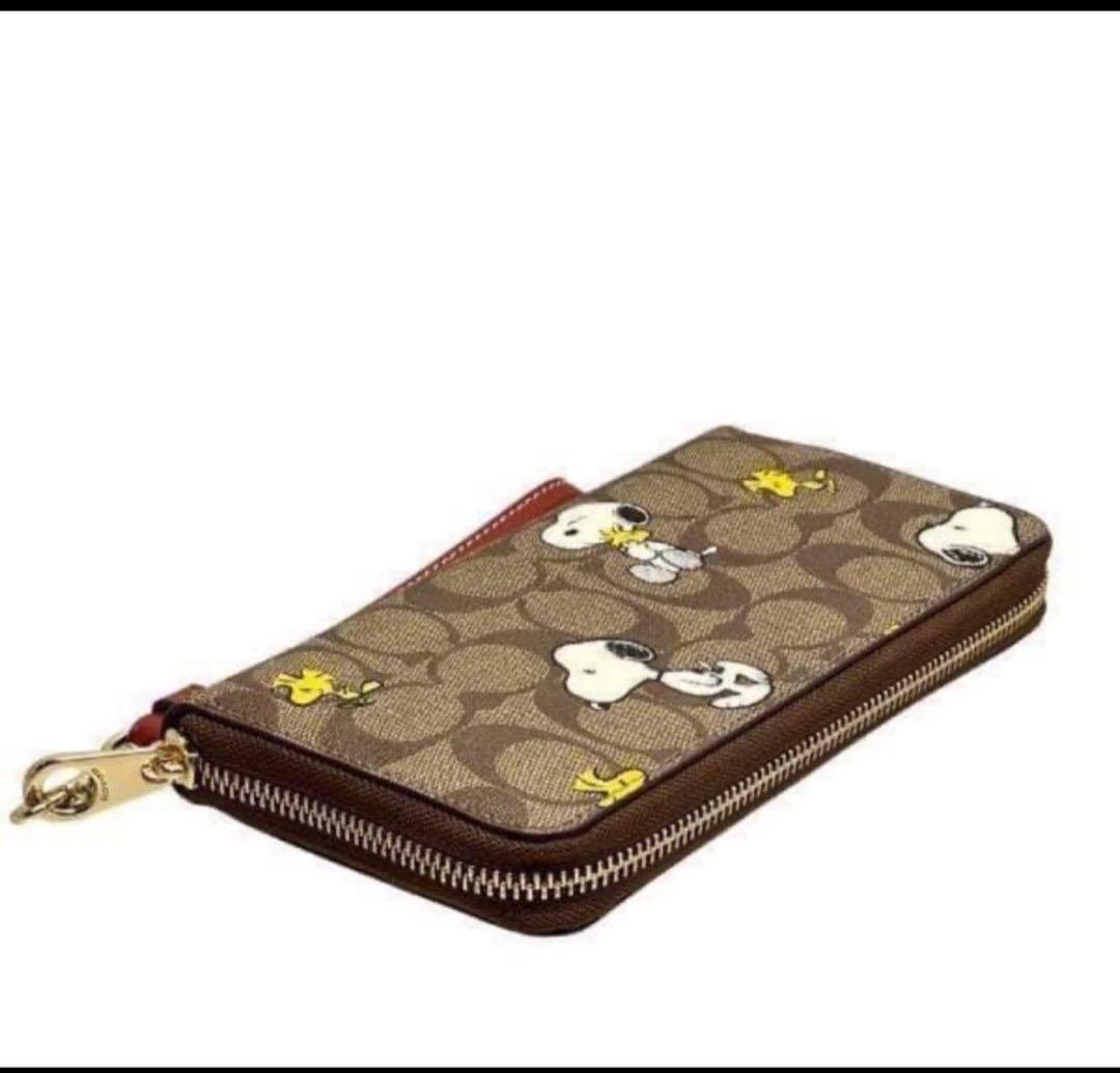 シナモンCOACH 長財布 コーチ×ピーナッツ スヌーピーウッドストック