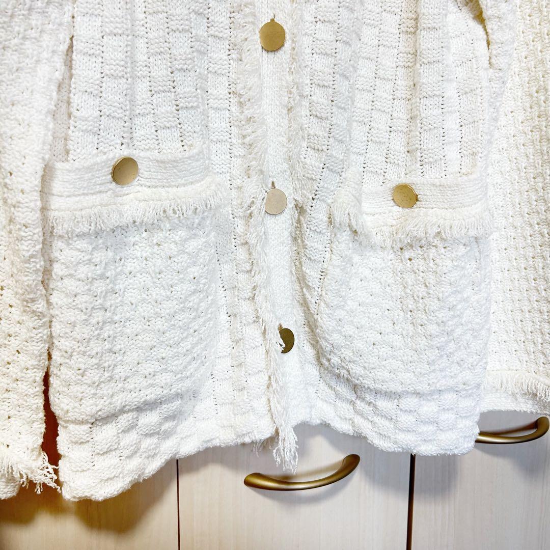 allureville アルアバイル フリゼパターンMIXカーディガン 2 金釦