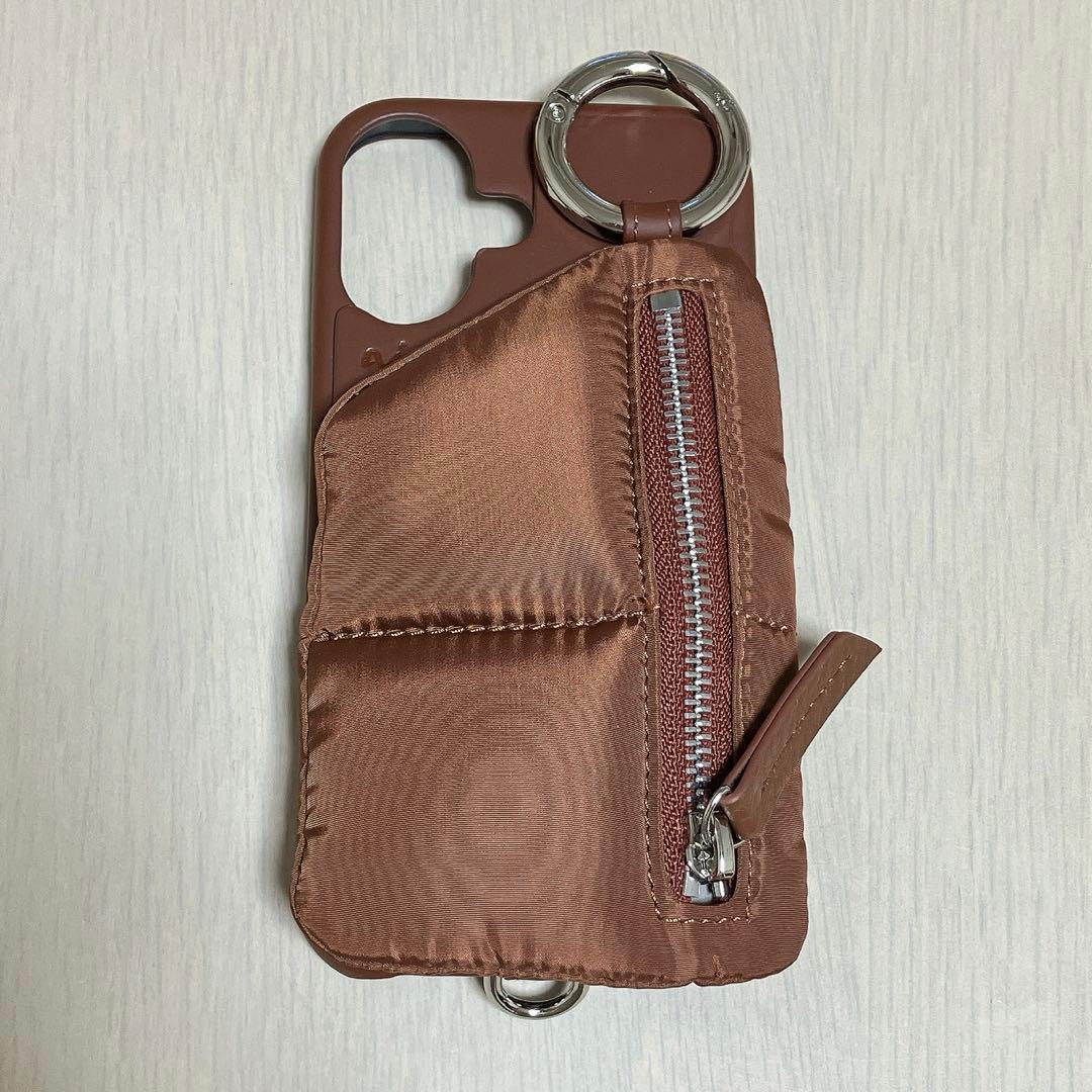 ajew エジュー iPhone16 パファーケース ひも付き ブラウン 完売品