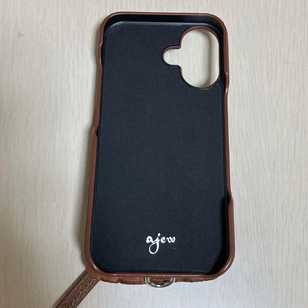 ajew エジュー iPhone16 パファーケース ひも付き ブラウン 完売品