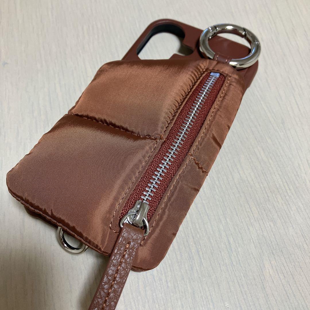 ajew エジュー iPhone16 パファーケース ひも付き ブラウン 完売品