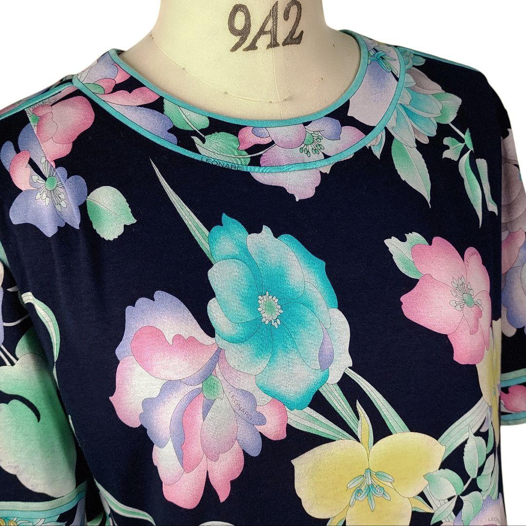 ☆ LEONARD レオナール シーアイランドコットン フラワー柄 カットソー