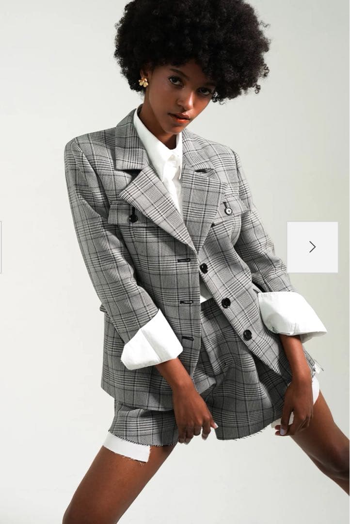 シェリエ　sheller / 新品未使用 グレー チェック柄 ジャケット