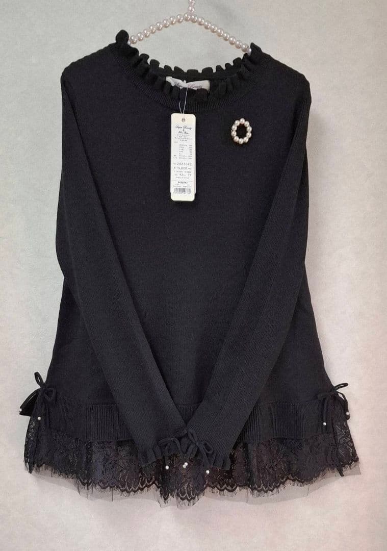 【新品タグ付】スーパービューティー ニット Aライン チュニック 黒 42 L