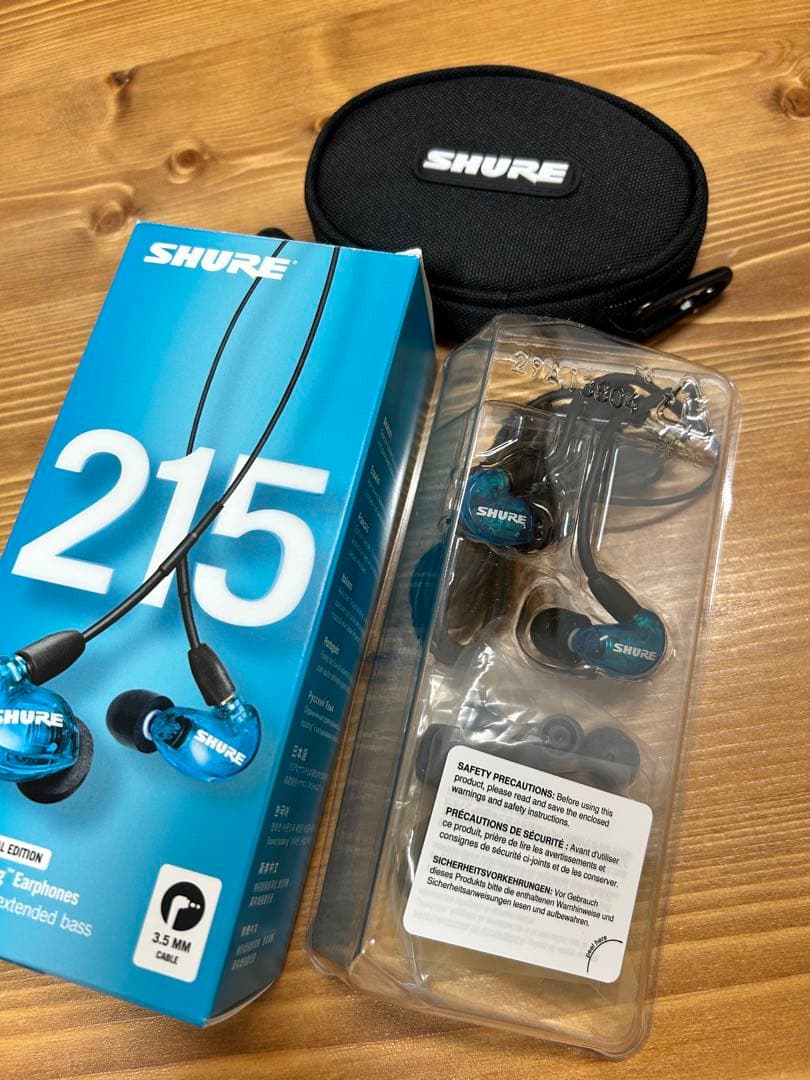 【美品】SHURE SE215 クリアブルー 有線イヤホン