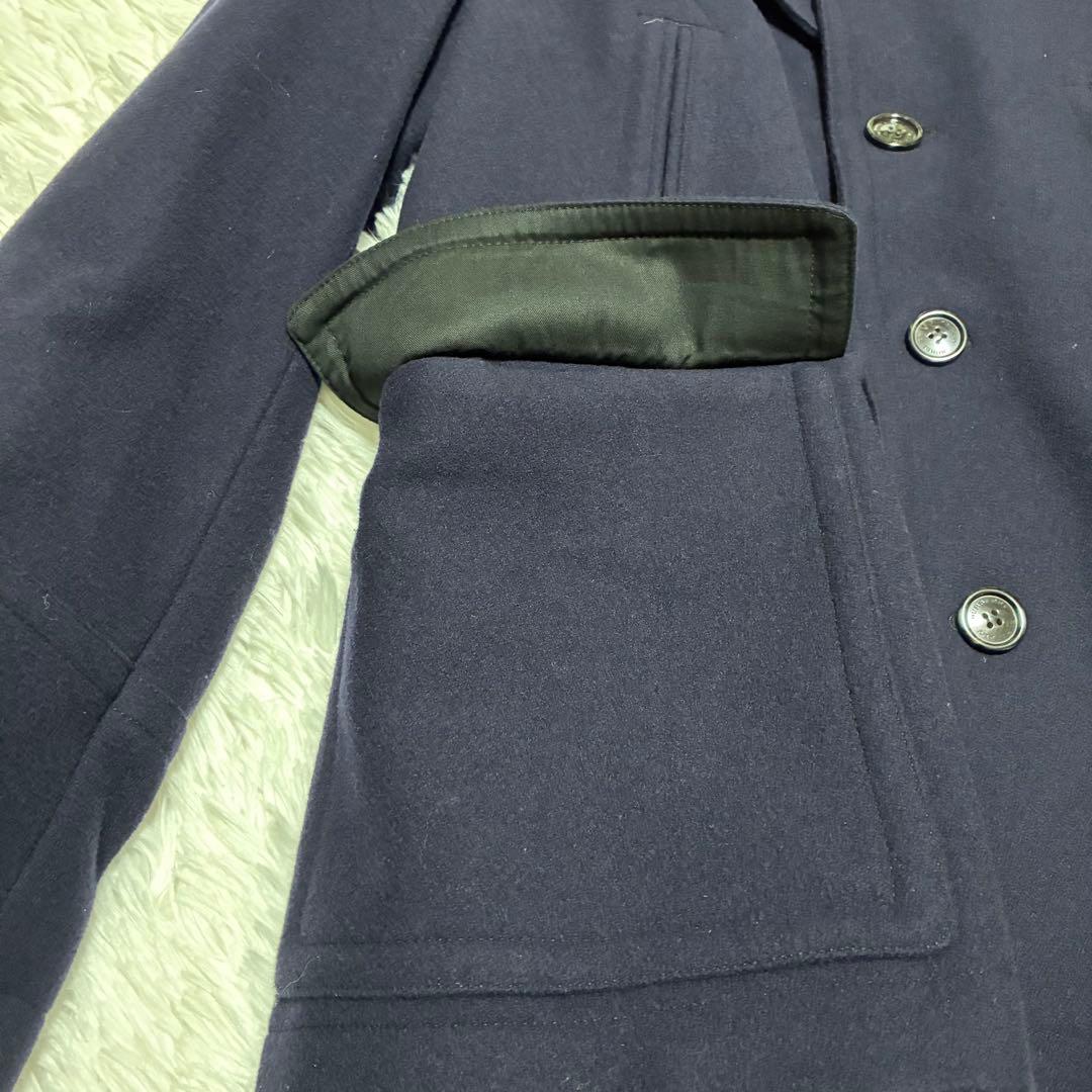 バーバリーブリッド　ピーコート　ノバチェック　ネイビー　Lサイズ　三陽商会