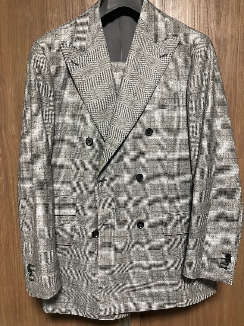 Sakado Express グレンプレイドダブルスーツ　ウールカシミヤ