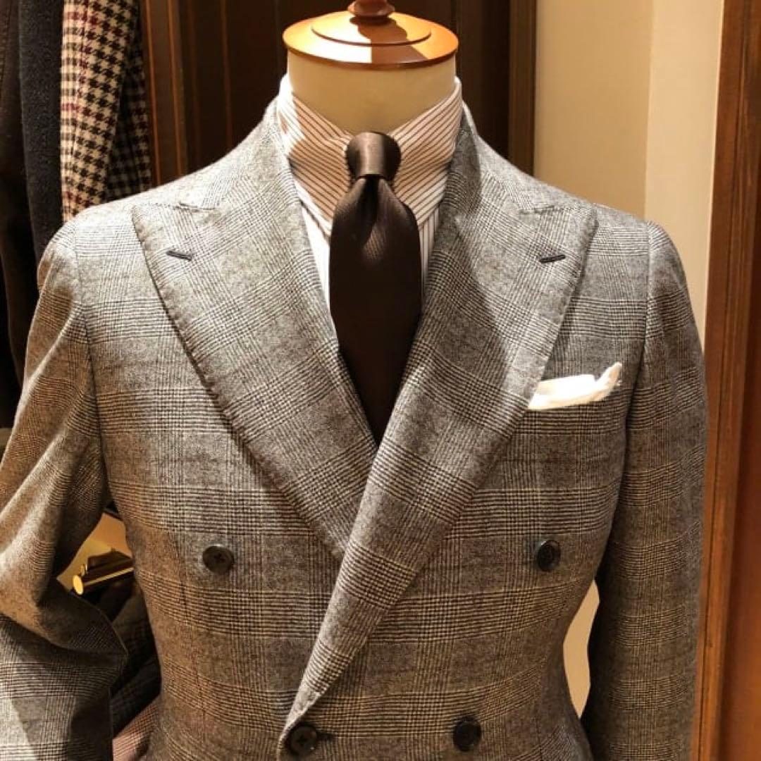 Sakado Express グレンプレイドダブルスーツ　ウールカシミヤ