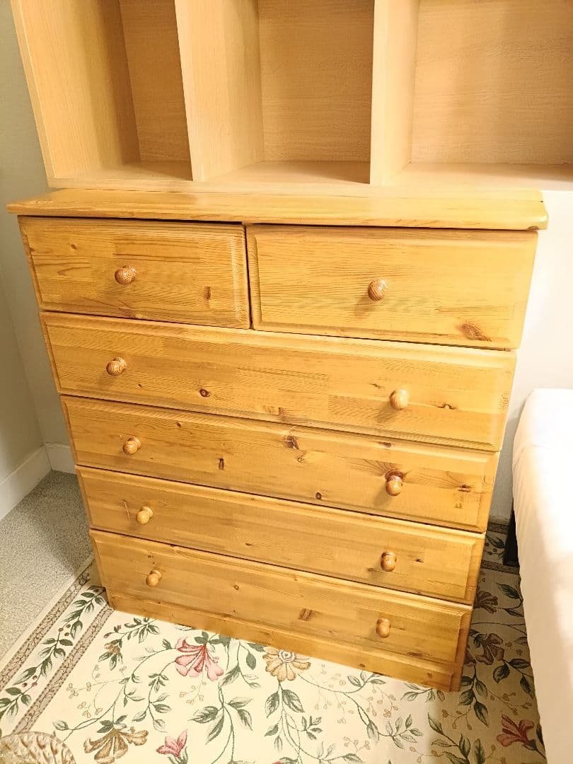 木製 5段チェスト キャビネット 洋服箪笥 五段 タンス ワイドチェスト 棚