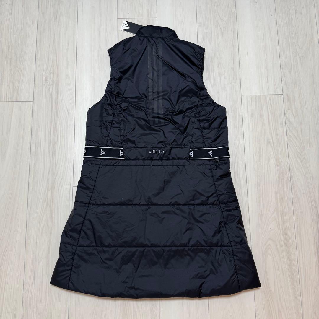 新品 アディダスゴルフ 中綿 ワンピース ロング丈 ダウンベスト 黒 ジャケット