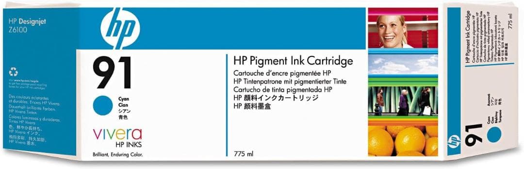 【新品・未開封】日本HP HP91 インクカートリッジ シアン 青色 775ml