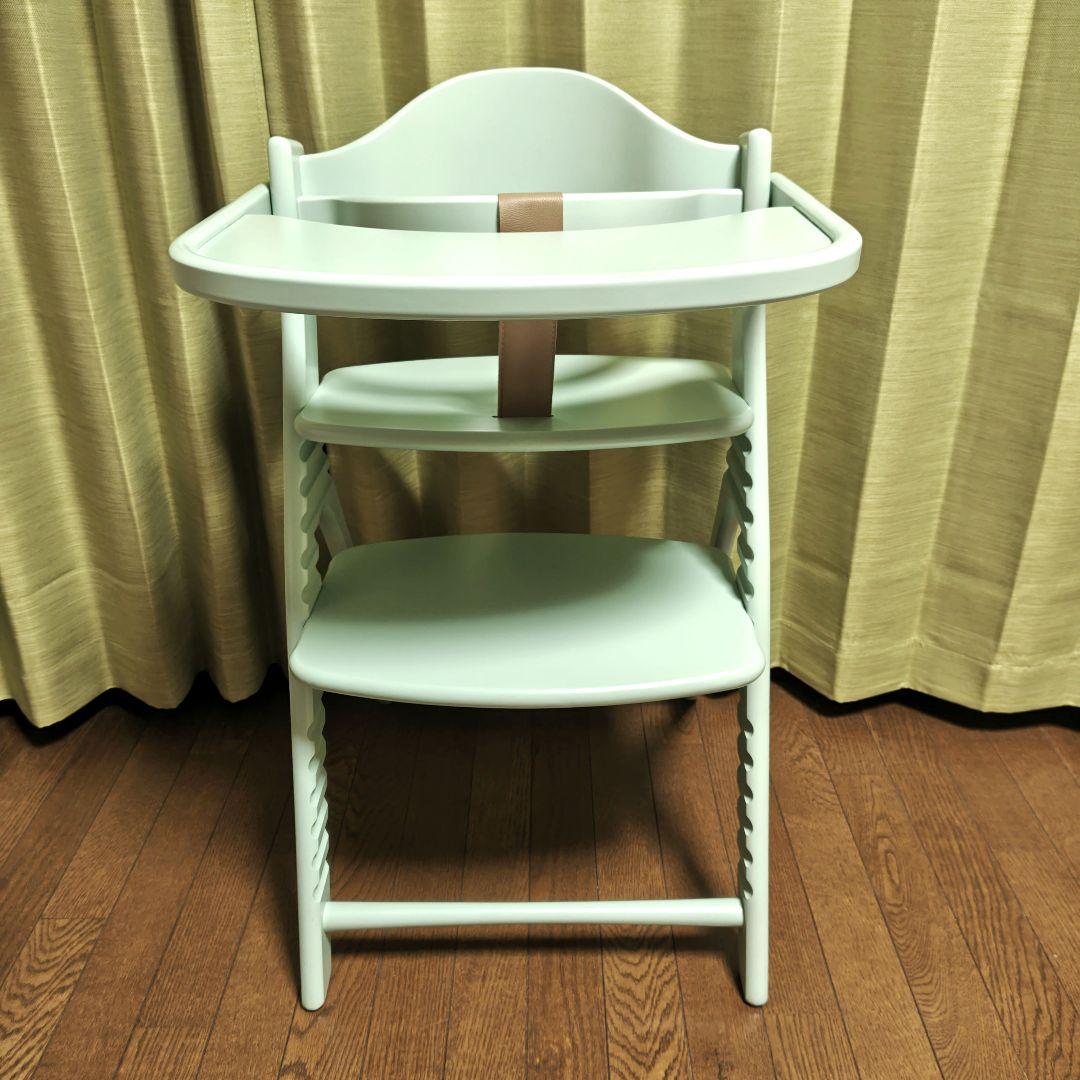 美品 yamatoya 大和屋 ハイチェア アッフルチェア ハーブグリーン