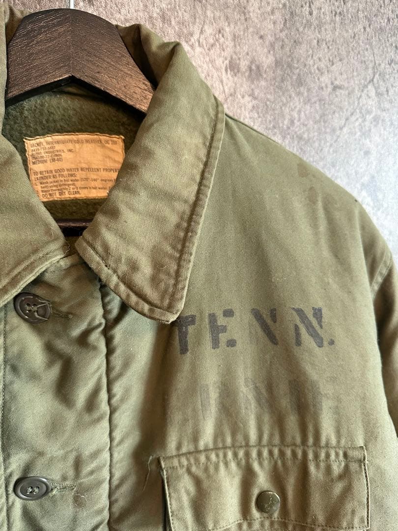 実物　70s A-2デッキ　ジャケットオリーブグリーン ミリタリージャケット