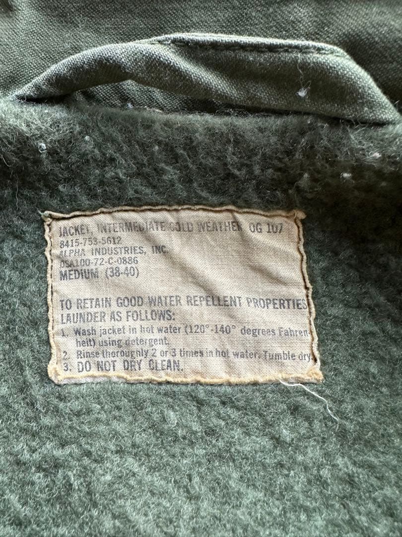 実物　70s A-2デッキ　ジャケットオリーブグリーン ミリタリージャケット