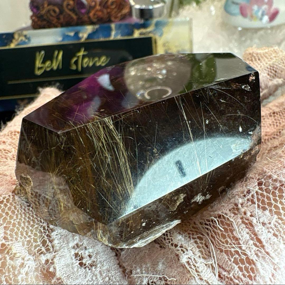 スモーキークォーツ♡ゴールドルチル♡フリーフォームホワイトガーデンNo.2302