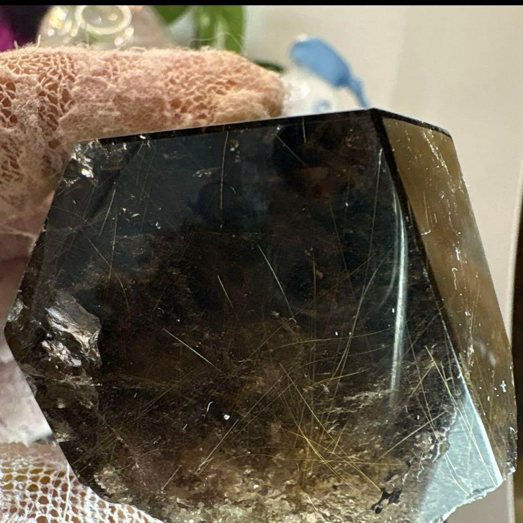 スモーキークォーツ♡ゴールドルチル♡フリーフォームホワイトガーデンNo.2302