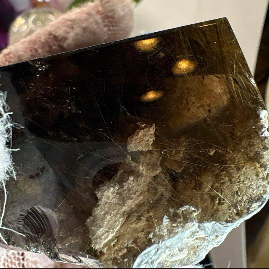 スモーキークォーツ♡ゴールドルチル♡フリーフォームホワイトガーデンNo.2302