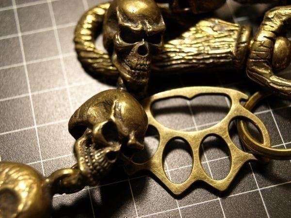 スカル★極太ウォレットチェーン★SKULL★ドクロ★カイザーナックル付き