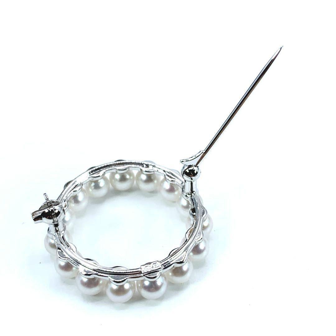 未使用級　MIKIMOTO　ミキモト　サークル　ブローチ　パール　4.3mm