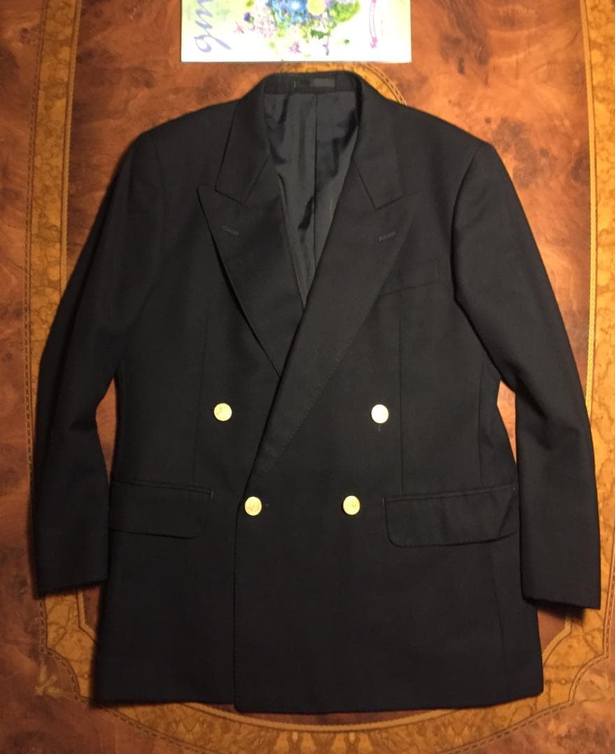 良品 BURBERRY・Wブレザー/テーラードJKT・AB4・金ボタン・紺色