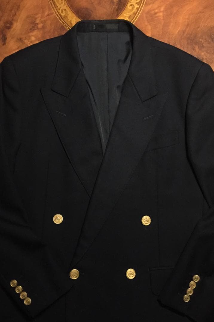 良品 BURBERRY・Wブレザー/テーラードJKT・AB4・金ボタン・紺色