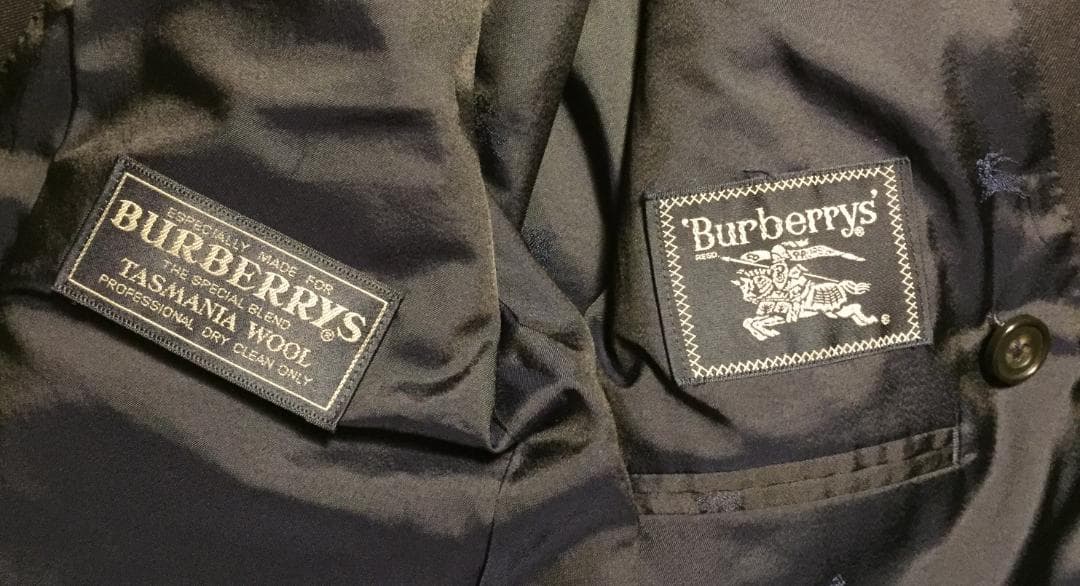 良品 BURBERRY・Wブレザー/テーラードJKT・AB4・金ボタン・紺色