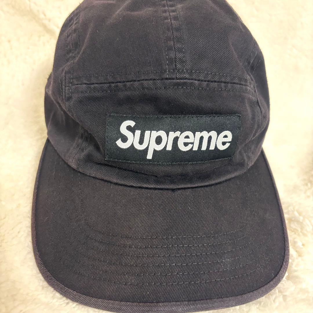 【used】supremeウォッシュドチノツイル キャンプキャップブラック黒