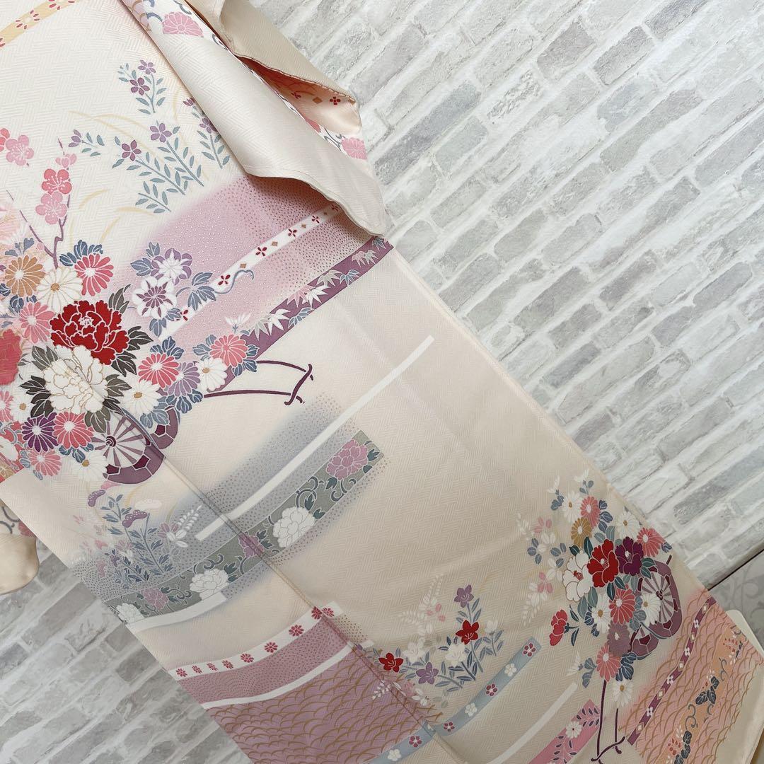 訪問着　フルセット　花ぐるま　金彩加工　華やか　入学式　卒業式　着物　I8