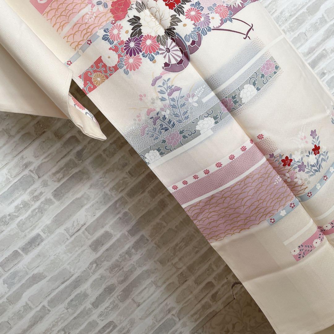 訪問着　フルセット　花ぐるま　金彩加工　華やか　入学式　卒業式　着物　I8