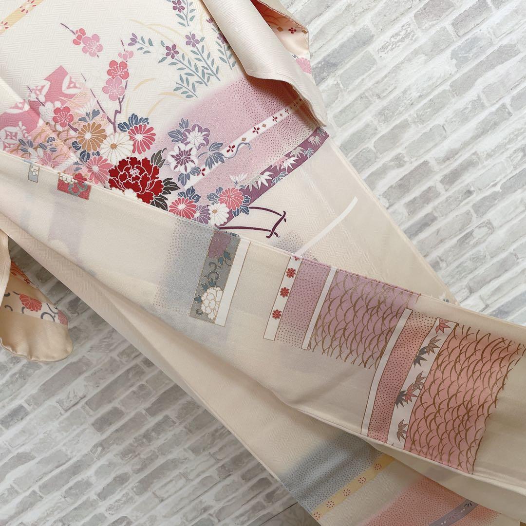 訪問着　フルセット　花ぐるま　金彩加工　華やか　入学式　卒業式　着物　I8