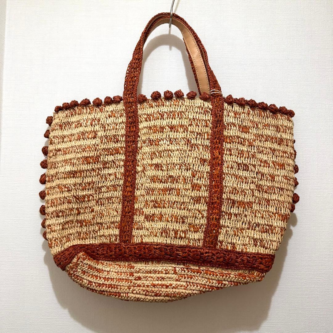 ★新品★ヴァネッサブリューノ　かごバッグ　ラフィア　大きいサイズ　ナチュラル
