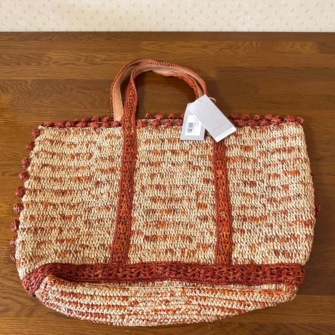 ★新品★ヴァネッサブリューノ　かごバッグ　ラフィア　大きいサイズ　ナチュラル