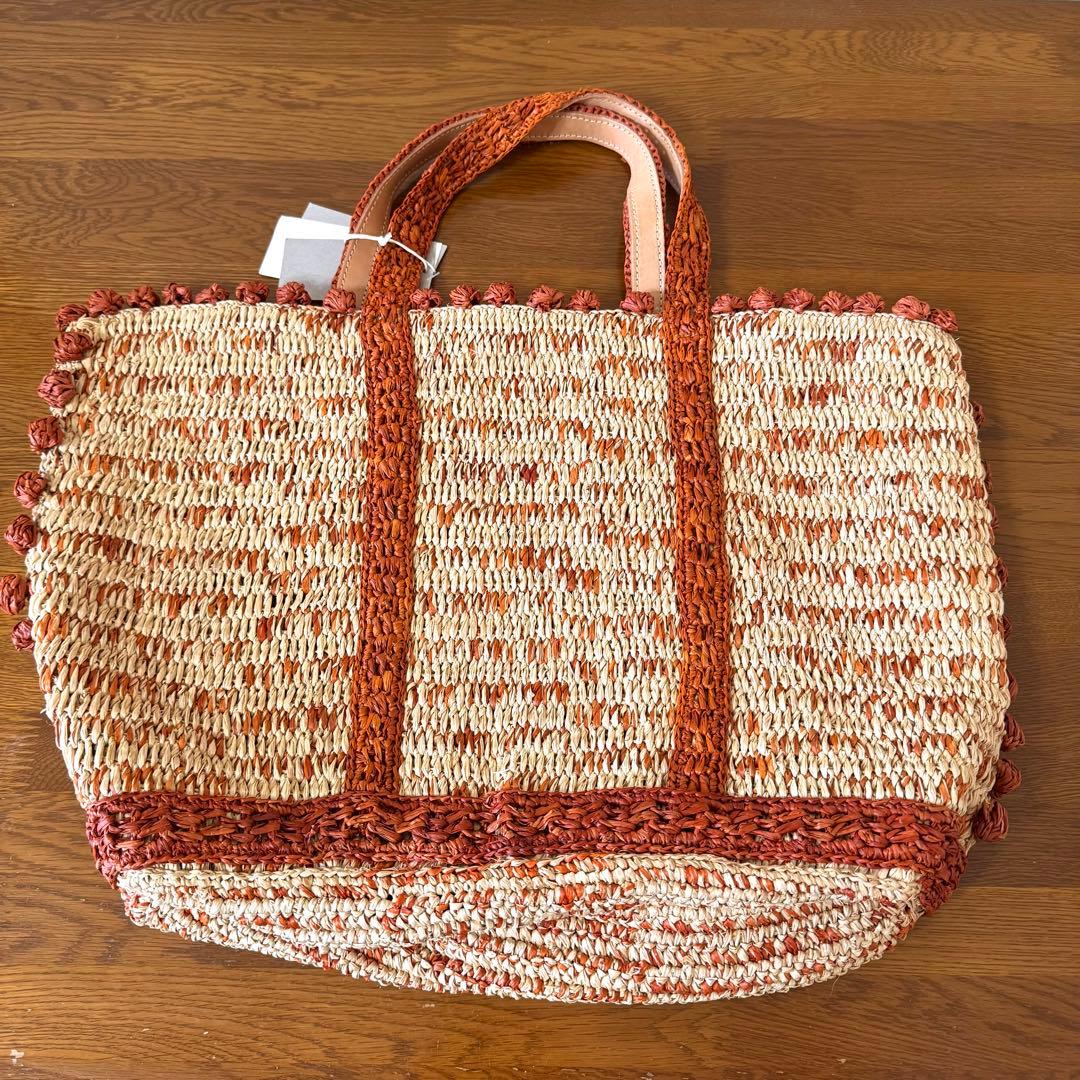 ★新品★ヴァネッサブリューノ　かごバッグ　ラフィア　大きいサイズ　ナチュラル