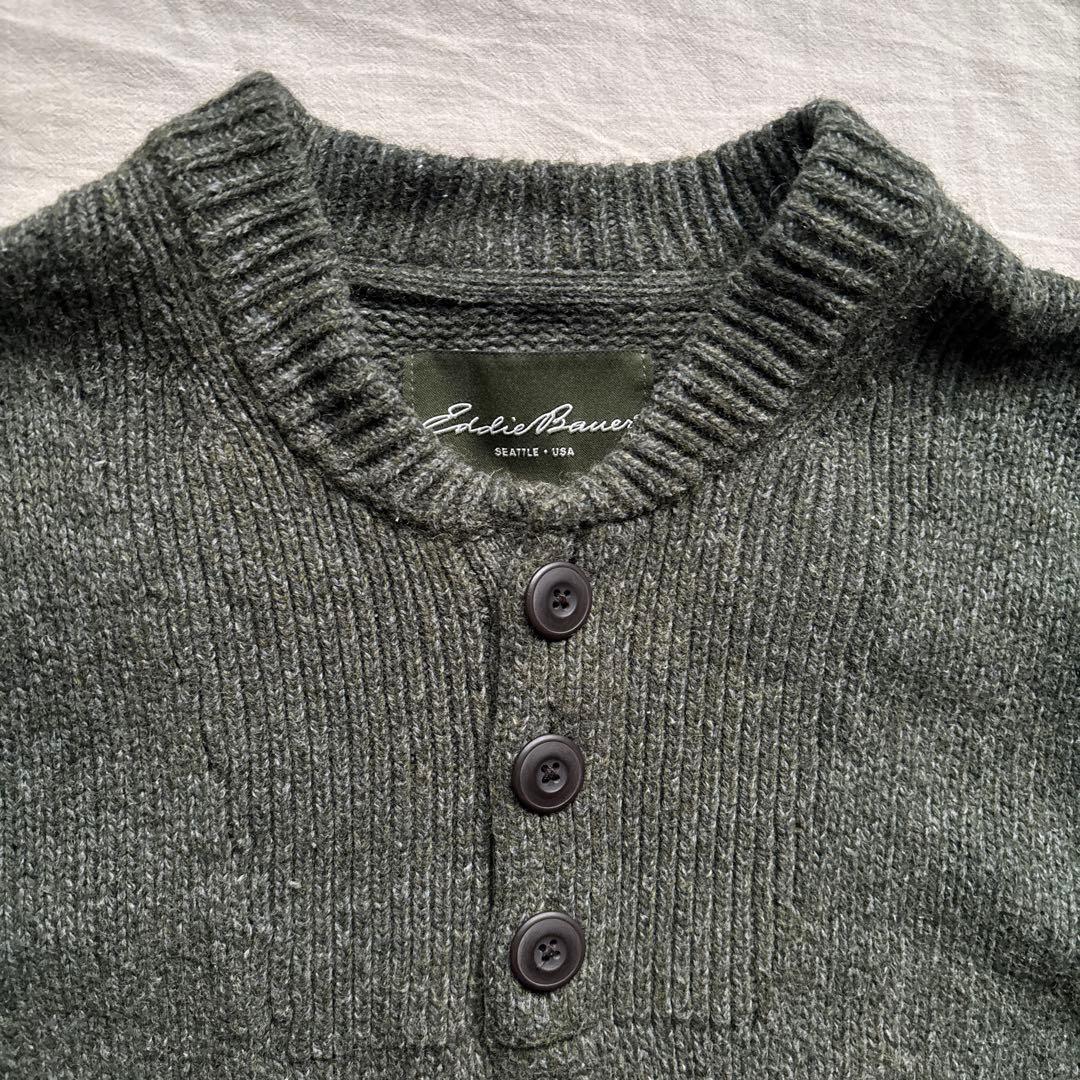 【00s】Eddie Bauer ヘンリーネック ニット メランジ