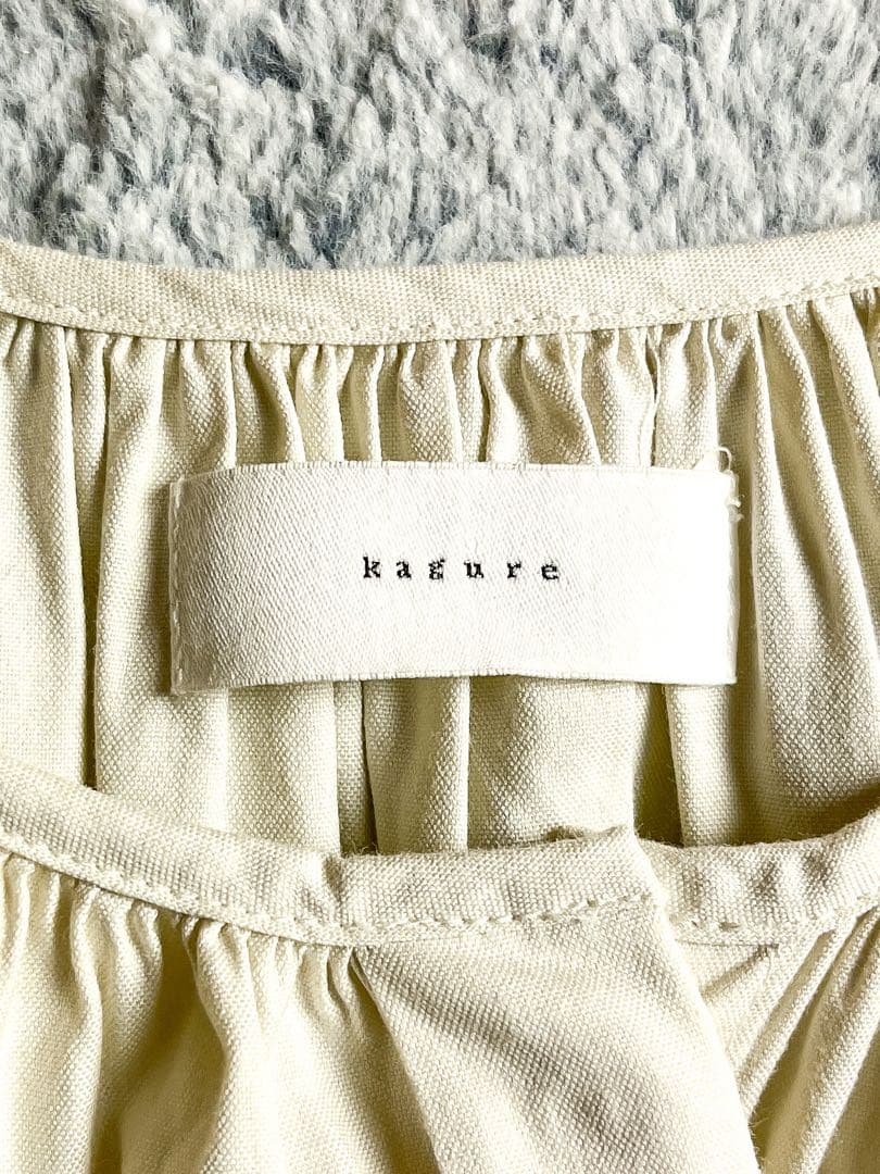 【kagure】かぐれ 綿100% ギャザーシャツワンピース アイボリー F