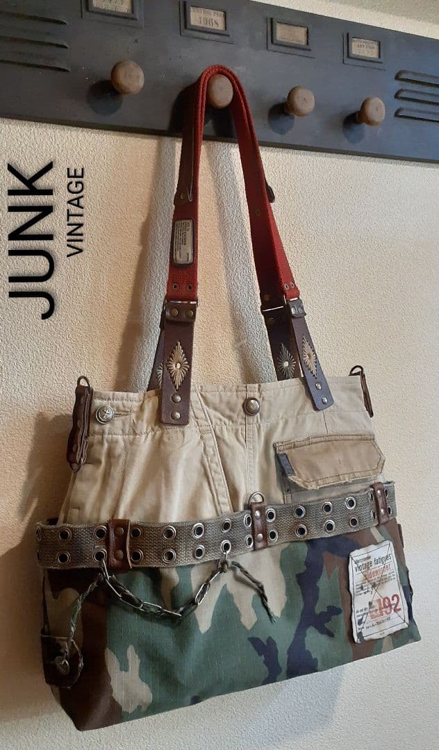 ミリタリーリメイク ★★★JUNK VINTAGE 肩掛けトート&ミニショルダー