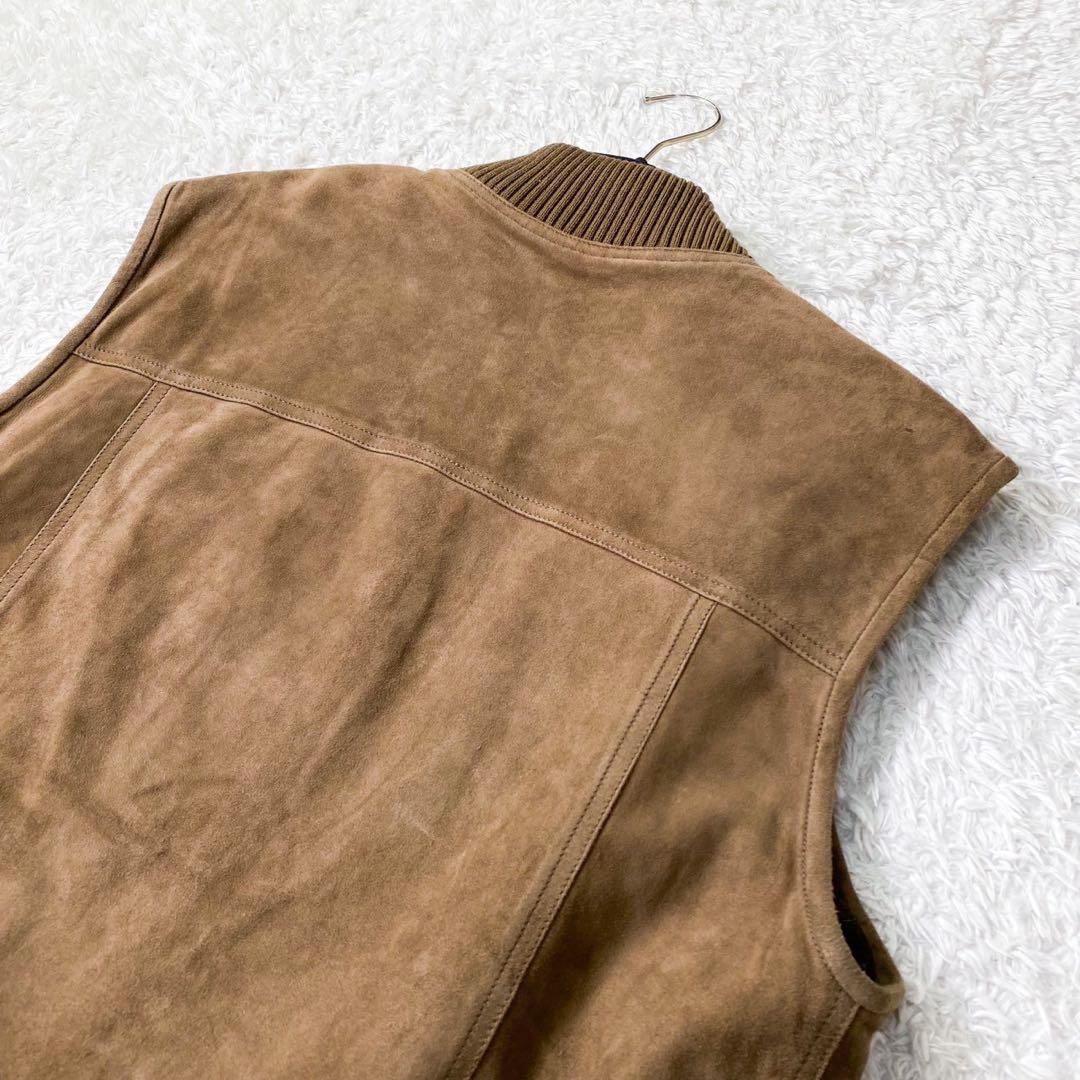 極美品！グッチ レザーベストGG金ボタン 裏地総ペイズリー柄 ヴィンテージXL