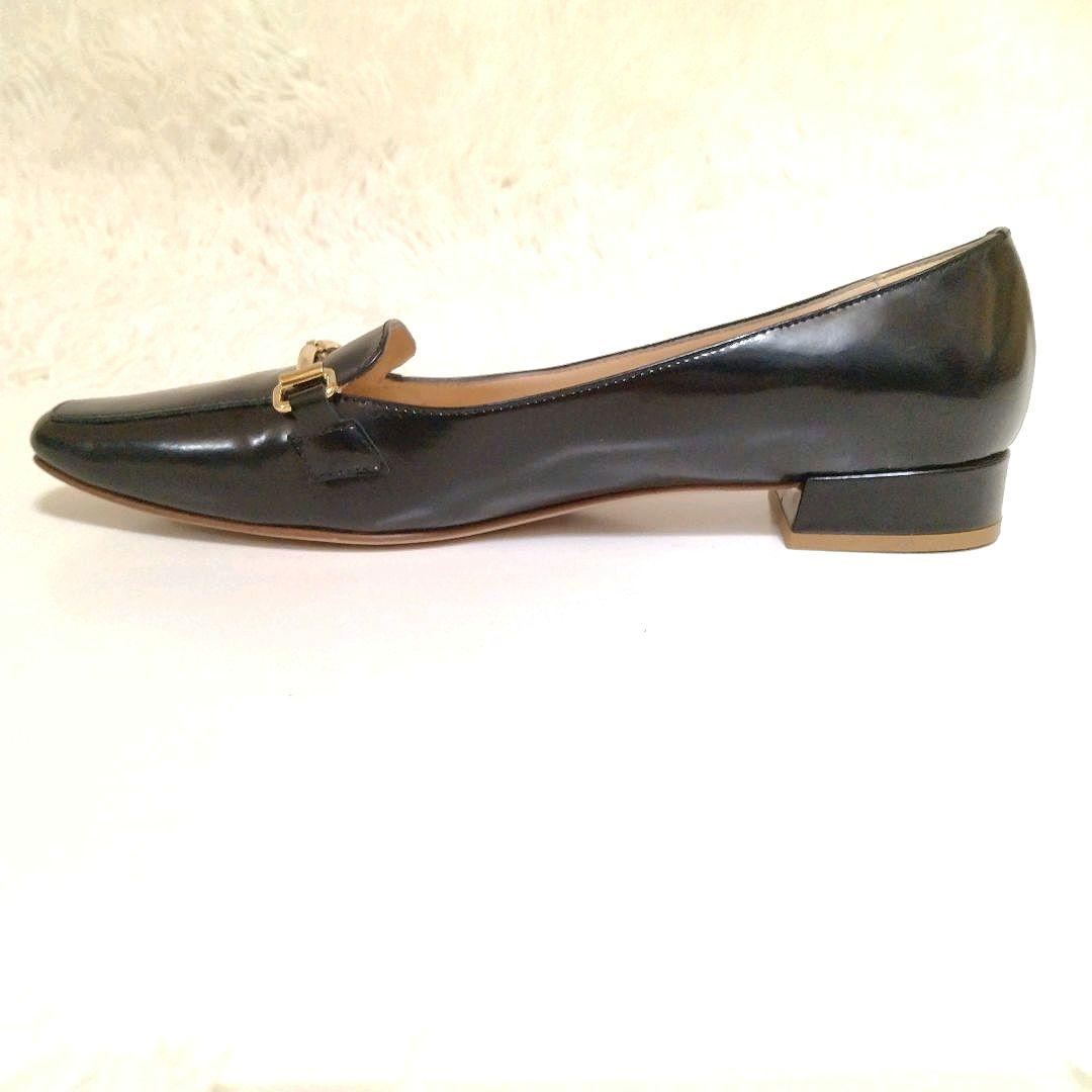 極美品 ファビオルスコーニ 本革 24.5 ビットローファー ローヒール 黒