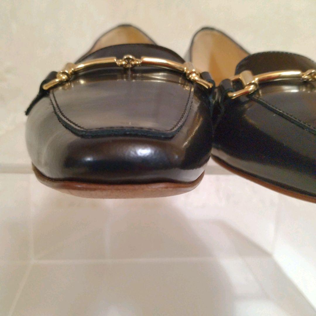 極美品 ファビオルスコーニ 本革 24.5 ビットローファー ローヒール 黒