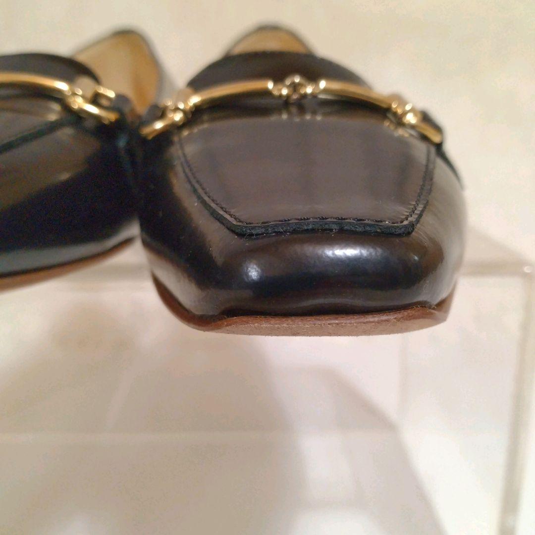 極美品 ファビオルスコーニ 本革 24.5 ビットローファー ローヒール 黒