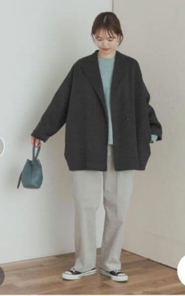アーバンリサーチドアーズ　ウールリバーミドルガウンコート　チャコール