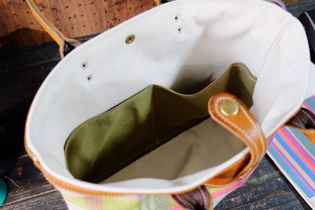 ◆AVOCAツィードと最高級トスカーナヌメ牛革トートバッグ 日本製鞄