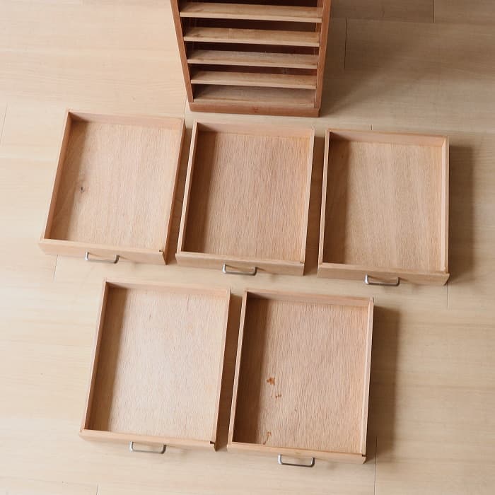 アンティーク 引出し10杯 整理箱 タンス 古家具 ラワン 木製 無塗装 レトロ