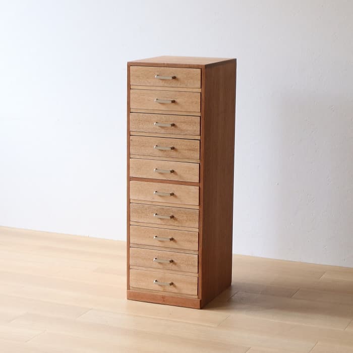 アンティーク 引出し10杯 整理箱 タンス 古家具 ラワン 木製 無塗装 レトロ