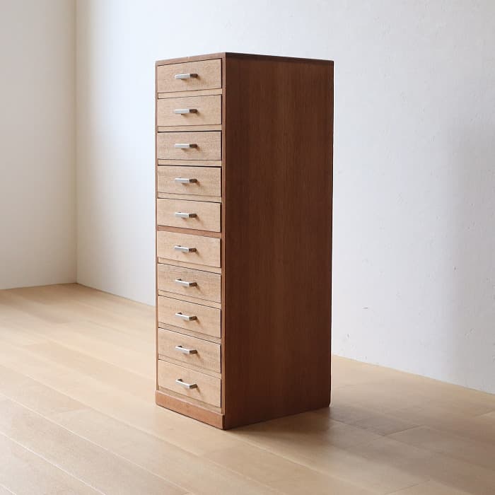 アンティーク 引出し10杯 整理箱 タンス 古家具 ラワン 木製 無塗装 レトロ