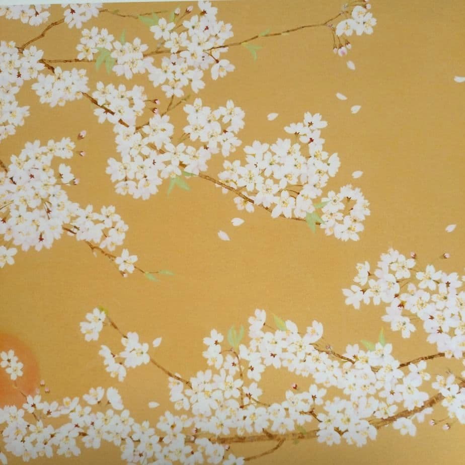 桜の版画 A3 ゴールドフレーム付き アーカイバルプリント 野地美樹子 和モダン