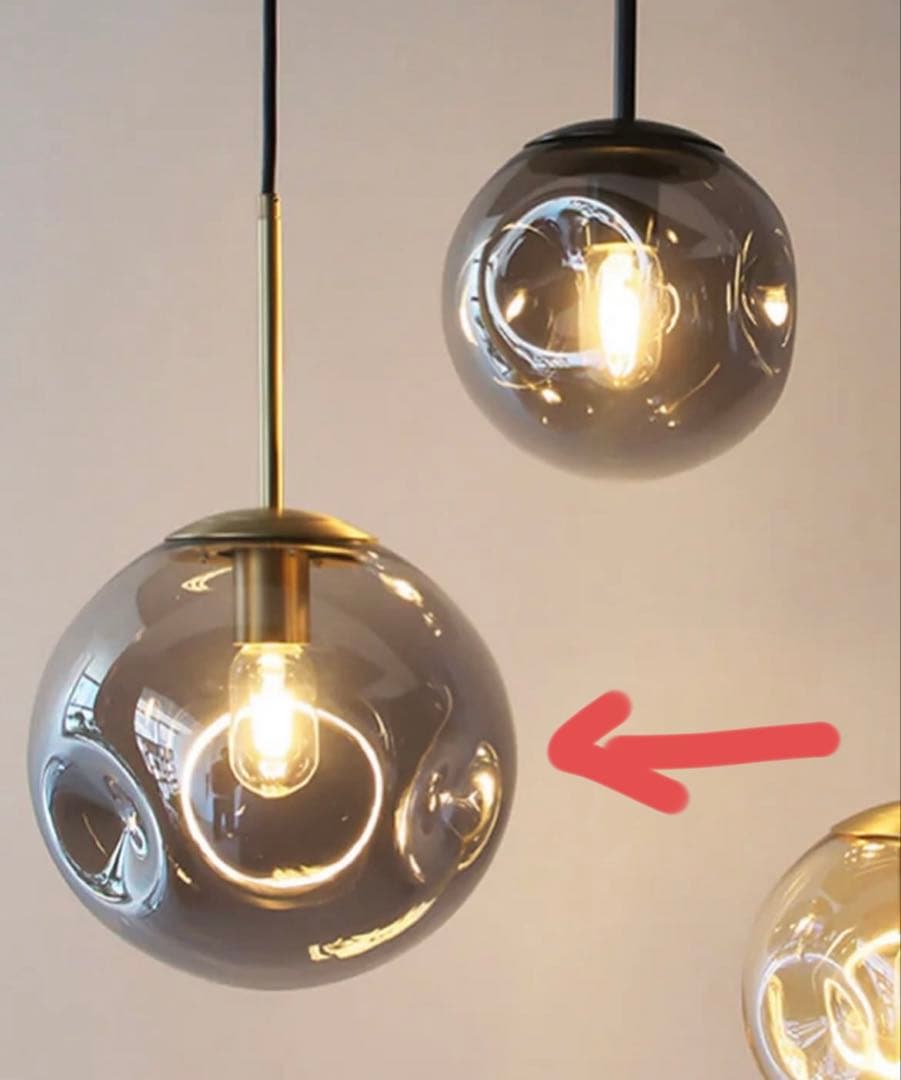 Joe様ガラス　ペンダントライト【3つSET】薄鈍色　ダクトレール