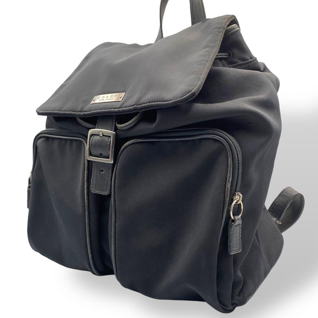 美品 COACH コーチ メンズ リュック バックパック 大容量 レザー 黒